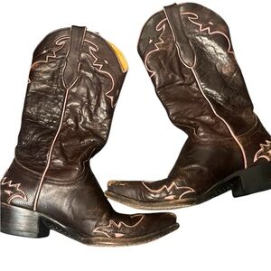 Old Gringo Women's Villa
Cowboy Boots Brown
Distressed Western Pink Trim